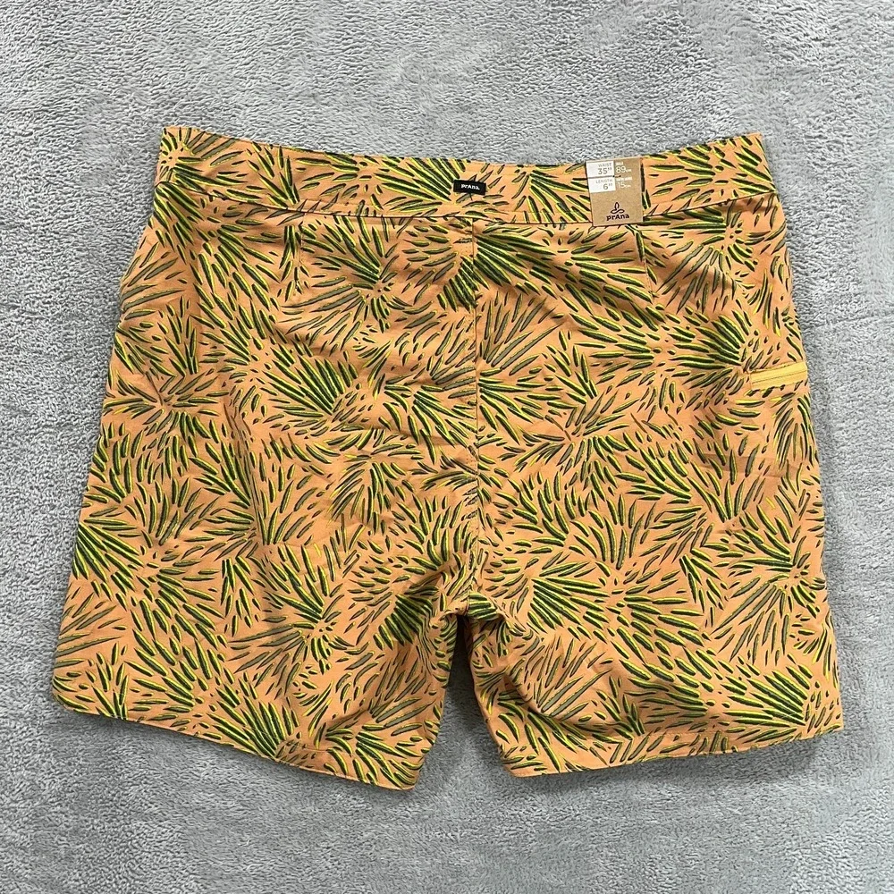prAna Mens Rock Shock Boardshort 35 Tropical Aura Glow Fronds 6